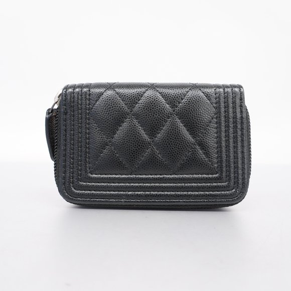 CHANELAuth  Boy  Coin Case Silver Metal Fittings Women's Caviar Leather Coin Pur - Picture 6 of 8